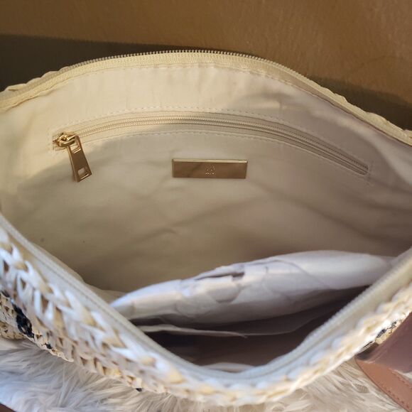 INC Straw Crossbody Bag Escape Script Womens Summer Boho Beach Vacation Wristlet - Picture 3 of 4